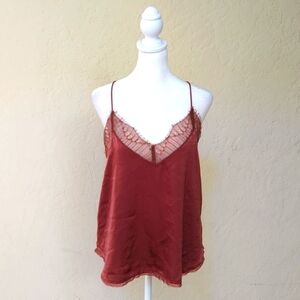 Storia Rust Eyelash Lace Edges Camisole Top Size Small